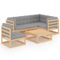 vidaXL Muebles de jardín 6 piezas con cojines de madera de pino maciza vidaXL Muebles de jardín 6 piezas con cojines de madera de pino maciza
