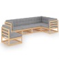 vidaXL Muebles de jardín 6 piezas con cojines de madera de pino maciza vidaXL Muebles de jardín 6 piezas con cojines de madera de pino maciza