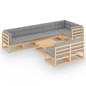 vidaXL Juego de muebles de jardín 9 pzas y cojines madera maciza pino