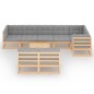vidaXL Juego de muebles de jardín 9 pzas y cojines madera maciza pino