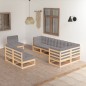 vidaXL Muebles de jardín 8 pzas y cojines madera maciza pino vidaXL Muebles de jardín 8 pzas y cojines madera maciza pino