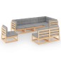 vidaXL Muebles de jardín 8 pzas y cojines madera maciza pino vidaXL Muebles de jardín 8 pzas y cojines madera maciza pino