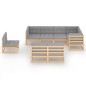 vidaXL Muebles de jardín 8 pzas y cojines madera maciza pino vidaXL Muebles de jardín 8 pzas y cojines madera maciza pino