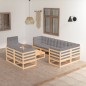 vidaXL Juego de muebles de jardín 9 pzas y cojines madera maciza pino vidaXL Juego de muebles de jardín 9 pzas y cojines madera maciza pino