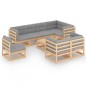 vidaXL Juego de muebles de jardín 9 pzas y cojines madera maciza pino vidaXL Juego de muebles de jardín 9 pzas y cojines madera maciza pino