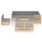 vidaXL Juego de muebles de jardín 9 pzas y cojines madera maciza pino vidaXL Juego de muebles de jardín 9 pzas y cojines madera maciza pino