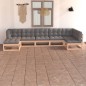 vidaXL Juego de muebles de jardín 7 pzas y cojines madera maciza pino vidaXL Juego de muebles de jardín 7 pzas y cojines madera maciza pino