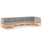 vidaXL Juego de muebles de jardín 7 pzas y cojines madera maciza pino vidaXL Juego de muebles de jardín 7 pzas y cojines madera maciza pino