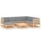 vidaXL Muebles de jardín 8 pzas y cojines madera maciza pino