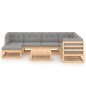 vidaXL Muebles de jardín 8 pzas y cojines madera maciza pino
