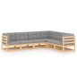 vidaXL Juego de muebles de jardín 6 pzas y cojines madera maciza pino vidaXL Juego de muebles de jardín 6 pzas y cojines madera maciza pino