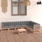 vidaXL Muebles de jardín 8 pzas y cojines madera maciza pino vidaXL Muebles de jardín 8 pzas y cojines madera maciza pino