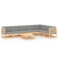 vidaXL Muebles de jardín 8 pzas y cojines madera maciza pino vidaXL Muebles de jardín 8 pzas y cojines madera maciza pino