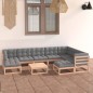 vidaXL Juego de muebles de jardín 10 pzas y cojines madera maciza pino vidaXL Juego de muebles de jardín 10 pzas y cojines madera maciza pino