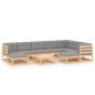 vidaXL Juego de muebles de jardín 10 pzas y cojines madera maciza pino vidaXL Juego de muebles de jardín 10 pzas y cojines madera maciza pino