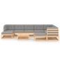 vidaXL Juego de muebles de jardín 10 pzas y cojines madera maciza pino vidaXL Juego de muebles de jardín 10 pzas y cojines madera maciza pino