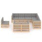 vidaXL Juego de muebles de jardín 9 pzas y cojines madera maciza pino vidaXL Juego de muebles de jardín 9 pzas y cojines madera maciza pino