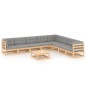 vidaXL Juego de muebles de jardín 9 pzas y cojines madera maciza pino vidaXL Juego de muebles de jardín 9 pzas y cojines madera maciza pino