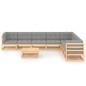 vidaXL Juego de muebles de jardín 9 pzas y cojines madera maciza pino vidaXL Juego de muebles de jardín 9 pzas y cojines madera maciza pino