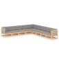 vidaXL Juego de muebles de jardín 9 pzas y cojines madera maciza pino vidaXL Juego de muebles de jardín 9 pzas y cojines madera maciza pino