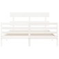 vidaXL Estructura de cama con cabecero madera maciza blanco 160x200 cm vidaXL Estructura de cama con cabecero madera maciza blanco 160x200 cm