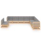 vidaXL Juego de muebles de jardín 11 pzas y cojines madera maciza pino vidaXL Juego de muebles de jardín 11 pzas y cojines madera maciza pino