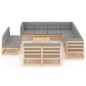vidaXL Juego de muebles de jardín 12 pzas y cojines madera maciza pino vidaXL Juego de muebles de jardín 12 pzas y cojines madera maciza pino