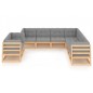 vidaXL Juego de muebles de jardín 9 pzas y cojines madera maciza pino vidaXL Juego de muebles de jardín 9 pzas y cojines madera maciza pino