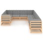 vidaXL Juego de muebles de jardín 10 pzas y cojines madera maciza pino vidaXL Juego de muebles de jardín 10 pzas y cojines madera maciza pino