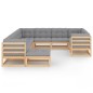 vidaXL Juego de muebles de jardín 11 pzas y cojines madera maciza pino
