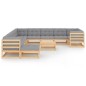 vidaXL Juego de muebles de jardín 12 pzas y cojines madera maciza pino vidaXL Juego de muebles de jardín 12 pzas y cojines madera maciza pino