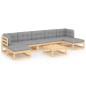 vidaXL Muebles de jardín 8 pzas y cojines madera maciza pino vidaXL Muebles de jardín 8 pzas y cojines madera maciza pino
