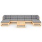 vidaXL Muebles de jardín 8 pzas y cojines madera maciza pino vidaXL Muebles de jardín 8 pzas y cojines madera maciza pino