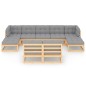 vidaXL Juego de muebles de jardín 9 pzas y cojines madera maciza pino vidaXL Juego de muebles de jardín 9 pzas y cojines madera maciza pino