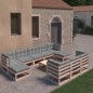 vidaXL Juego de muebles de jardín 11 pzas y cojines madera maciza pino