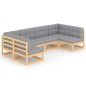 vidaXL Juego de muebles de jardín 6 pzas y cojines madera maciza pino