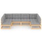 vidaXL Juego de muebles de jardín 6 pzas y cojines madera maciza pino