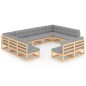vidaXL Juego de muebles de jardín 11 pzas y cojines madera maciza pino vidaXL Juego de muebles de jardín 11 pzas y cojines madera maciza pino