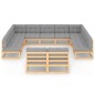 vidaXL Juego de muebles de jardín 11 pzas y cojines madera maciza pino vidaXL Juego de muebles de jardín 11 pzas y cojines madera maciza pino