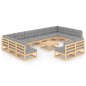 vidaXL Juego de muebles de jardín 13 pzas y cojines madera maciza pino vidaXL Juego de muebles de jardín 13 pzas y cojines madera maciza pino