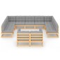 vidaXL Juego de muebles de jardín 11 pzas y cojines madera maciza pino vidaXL Juego de muebles de jardín 11 pzas y cojines madera maciza pino