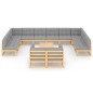 vidaXL Juego de muebles de jardín 13 pzas y cojines madera maciza pino vidaXL Juego de muebles de jardín 13 pzas y cojines madera maciza pino