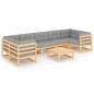 vidaXL Muebles de jardín 8 pzas y cojines madera maciza pino vidaXL Muebles de jardín 8 pzas y cojines madera maciza pino