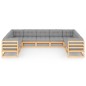 vidaXL Juego de muebles de jardín 9 pzas y cojines madera maciza pino vidaXL Juego de muebles de jardín 9 pzas y cojines madera maciza pino