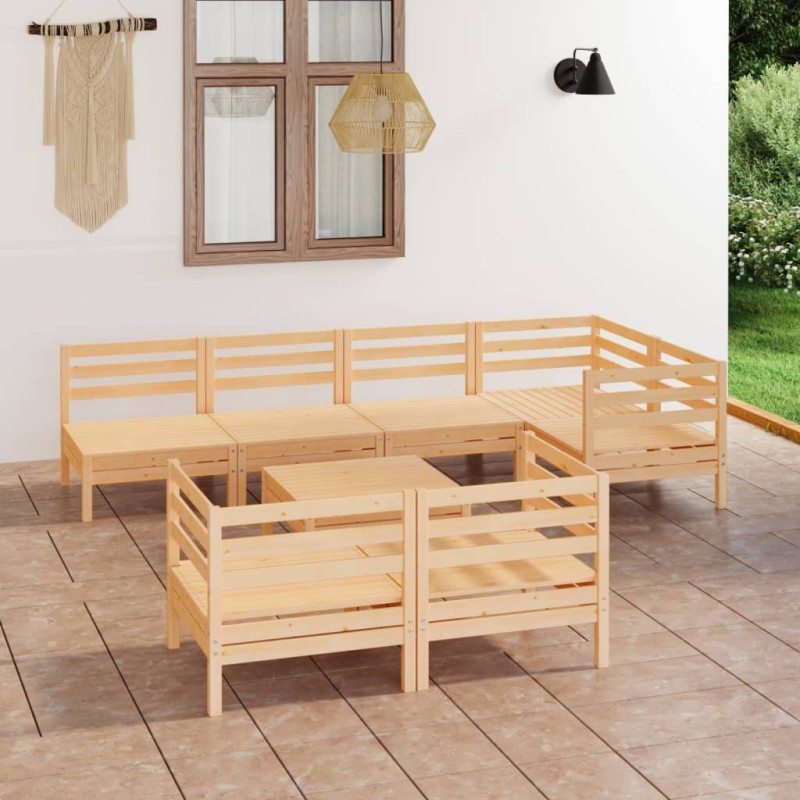 vidaXL Juego de muebles de jardín 8 piezas madera maciza de pino vidaXL Juego de muebles de jardín 8 piezas madera maciza de pino