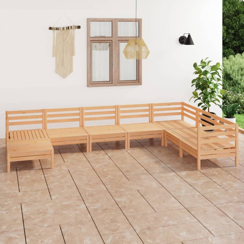 vidaXL Juego de muebles de jardín 8 piezas madera maciza de pino vidaXL Juego de muebles de jardín 8 piezas madera maciza de pino