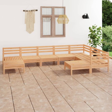 vidaXL Juego de muebles de jardín 9 piezas madera maciza de pino