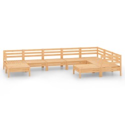 vidaXL Juego de muebles de jardín 9 piezas madera maciza de pino