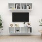 vidaXL Muebles de salón de pared 2 uds madera ingeniería blanco brillo