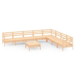 vidaXL Juego de muebles de jardín 9 piezas madera maciza de pino